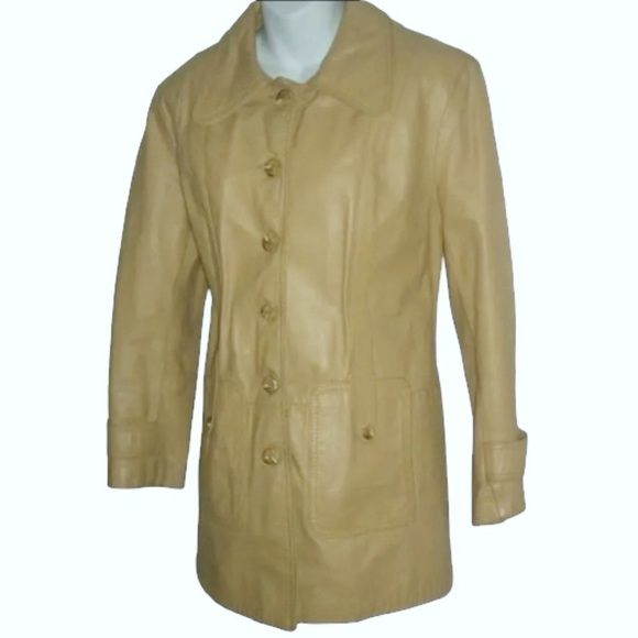 Vintage 70's Kirks Suede Leather Jacket  Camel Trench Coat Retro ALT Spy egirl - Picture 3 of 16